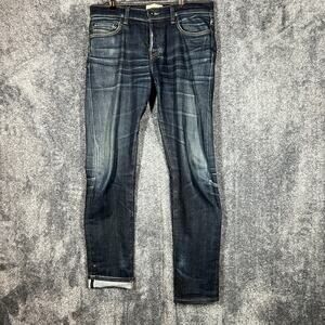 Baldwin Jeans Men 31x30 Slim 76 Selvedge Button Fly Pants Dark Wash Made in USA